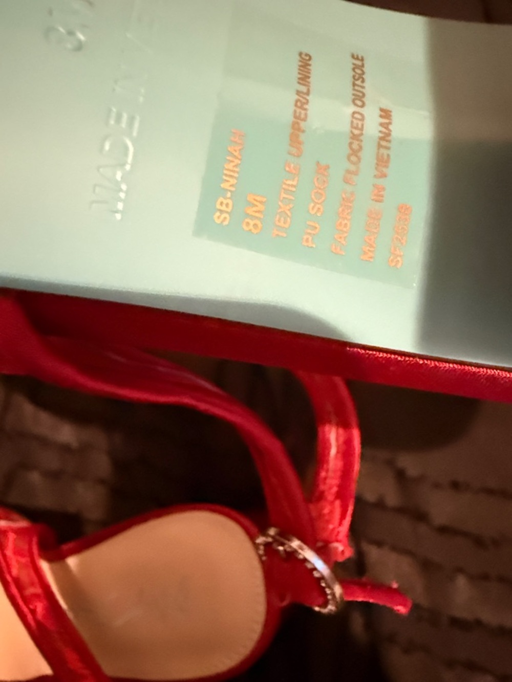 Betsey Johnson Red Embroidered Slingback Block Heel - Picture 7 of 11